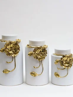Inspire Me! Home Decor White Ceramic Ginger Jar With Stunning Gold Chain Details (3 Sizes) Outlet