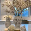 Inspire Me! Home Decor White Ceramic Jar With Elegant Gold Details (2 Sizes) Online