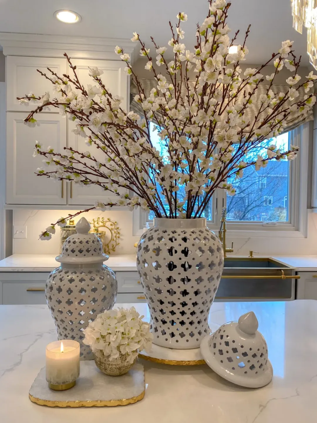 Inspire Me! Home Decor White Ceramic Jar With Elegant Gold Details (2 Sizes) Online