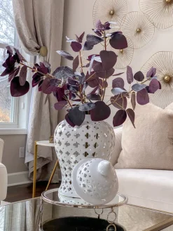Inspire Me! Home Decor White Ceramic Jar With Elegant Gold Details (2 Sizes) Online