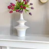 Inspire Me! Home Decor White Ceramic Round Pot With Petal Design (2 Sizes) Clearance