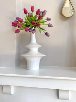 Inspire Me! Home Decor White Ceramic Round Pot With Petal Design (2 Sizes) Clearance