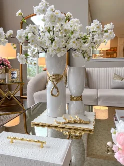 Inspire Me! Home Decor White Ceramic Studded Vase (3 Sizes) Clearance