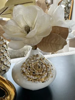 Inspire Me! Home Decor White Ceramic Vase With Elegant Gold Details (2 Sizes) Clearance