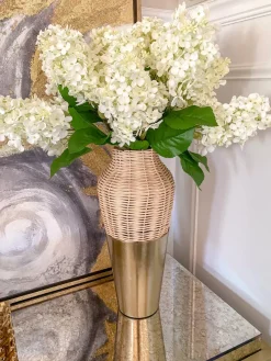 Inspire Me! Home Decor White Ceramic Vase With Gold Leaf Design (3 Sizes) Online