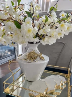 Inspire Me! Home Decor White Ceramic Vase With Gold Vine Design (3 Sizes) Fashion