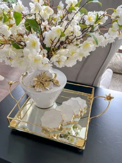 Inspire Me! Home Decor White Ceramic Vase With Gold Vine Design (3 Sizes) Fashion