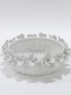 Inspire Me! Home Decor White Ceramic Vase With Stunning Gold & White Floral Detail Outlet