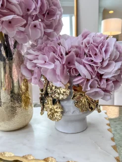 Inspire Me! Home Decor White Ceramic Vase With Stunning Gold Border Design Outlet