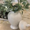 Inspire Me! Home Decor White Ceramic Vase With Stunning Gold Floral Detailed Center Fashion