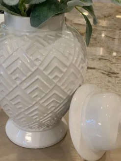 Inspire Me! Home Decor White Ceramic Vase With Stunning Gold Floral Detailed Center Fashion