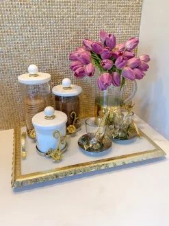 Inspire Me! Home Decor White Enameled Gold Tree Branch Cake Stand Fashion