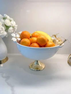Inspire Me! Home Decor White Enameled Cake Stand With Metallic Edge (2 Colors) KITCHEN Hot