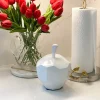 Inspire Me! Home Decor White Faux Leather Lidded Box With Gold Handle Outlet