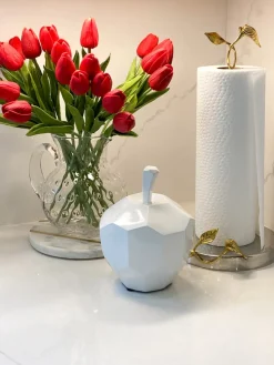 Inspire Me! Home Decor White Faux Leather Lidded Box With Gold Handle Outlet