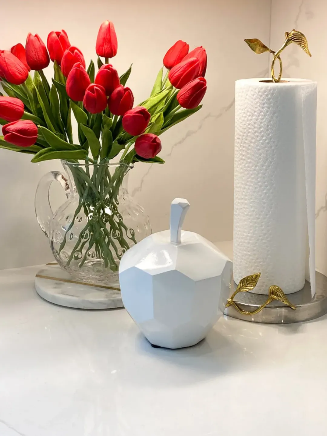 Inspire Me! Home Decor White Faux Leather Lidded Box With Gold Handle Outlet