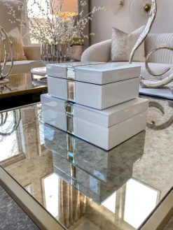 Inspire Me! Home Decor White Floral Ceramic Covered Box Clearance