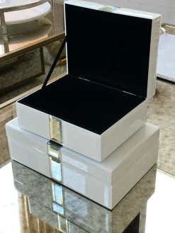 Inspire Me! Home Decor White Floral Ceramic Covered Box Clearance