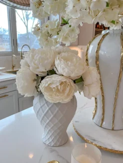Inspire Me! Home Decor White Geometric Bowl With Gold Metallic Center Best