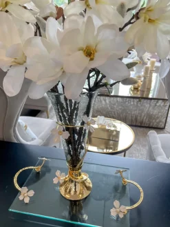 Inspire Me! Home Decor White Glass Bowl With Gold Leaf Stand Outlet