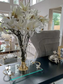 Inspire Me! Home Decor White Glass Bowl With Gold Leaf Stand Outlet