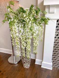 Inspire Me! Home Decor White Glass Vase With White Jeweled Flower Details Sale