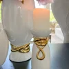 Inspire Me! Home Decor White & Gold Ceramic Candle Holder (2 Sizes) Outlet