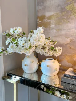 Inspire Me! Home Decor White & Gold Studded Metal Vases (2 Sizes) Sale