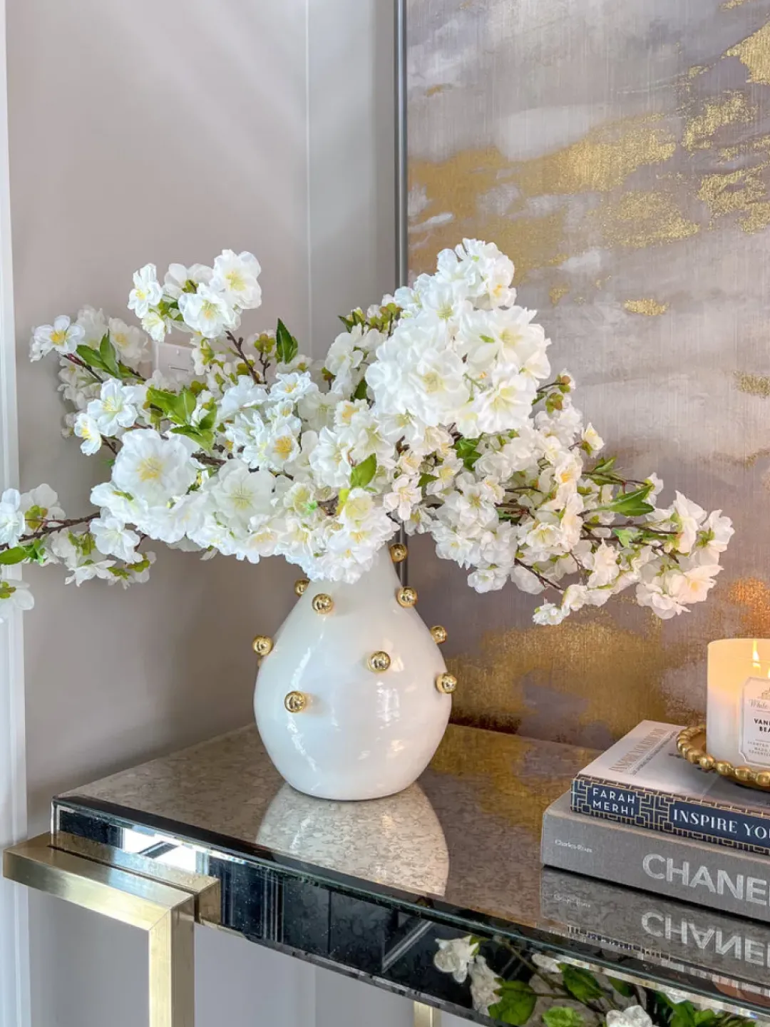 Inspire Me! Home Decor White & Gold Studded Metal Vases (2 Sizes) Sale