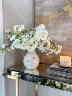 Inspire Me! Home Decor White & Gold Studded Metal Vases (2 Sizes) Sale