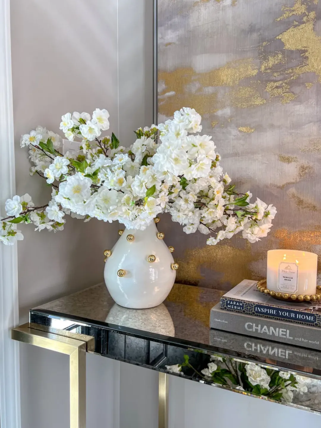Inspire Me! Home Decor White & Gold Studded Metal Vases (2 Sizes) Sale