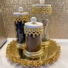 Inspire Me! Home Decor White & Gold Beaded Vanity Collection (3 Items) Each Sold Individually Fashion