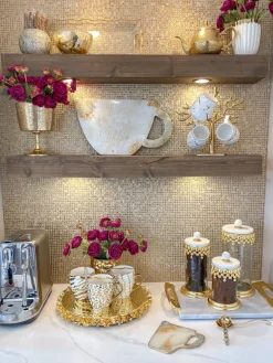 Inspire Me! Home Decor White & Gold Beaded Vanity Collection (3 Items) Each Sold Individually Fashion