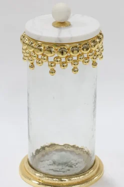 Inspire Me! Home Decor White & Gold Beaded Vanity Collection (3 Items) Each Sold Individually Fashion