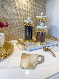 Inspire Me! Home Decor White & Gold Beaded Vanity Collection (3 Items) Each Sold Individually Fashion
