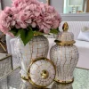 Inspire Me! Home Decor White & Gold Flower Vase New