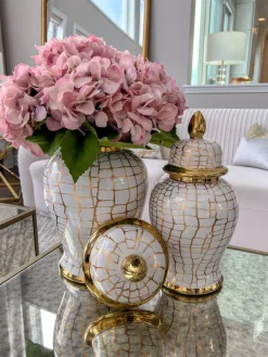 Inspire Me! Home Decor White & Gold Flower Vase New