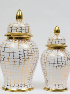 Inspire Me! Home Decor White & Gold Flower Vase New