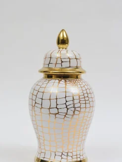 Inspire Me! Home Decor White & Gold Flower Vase New