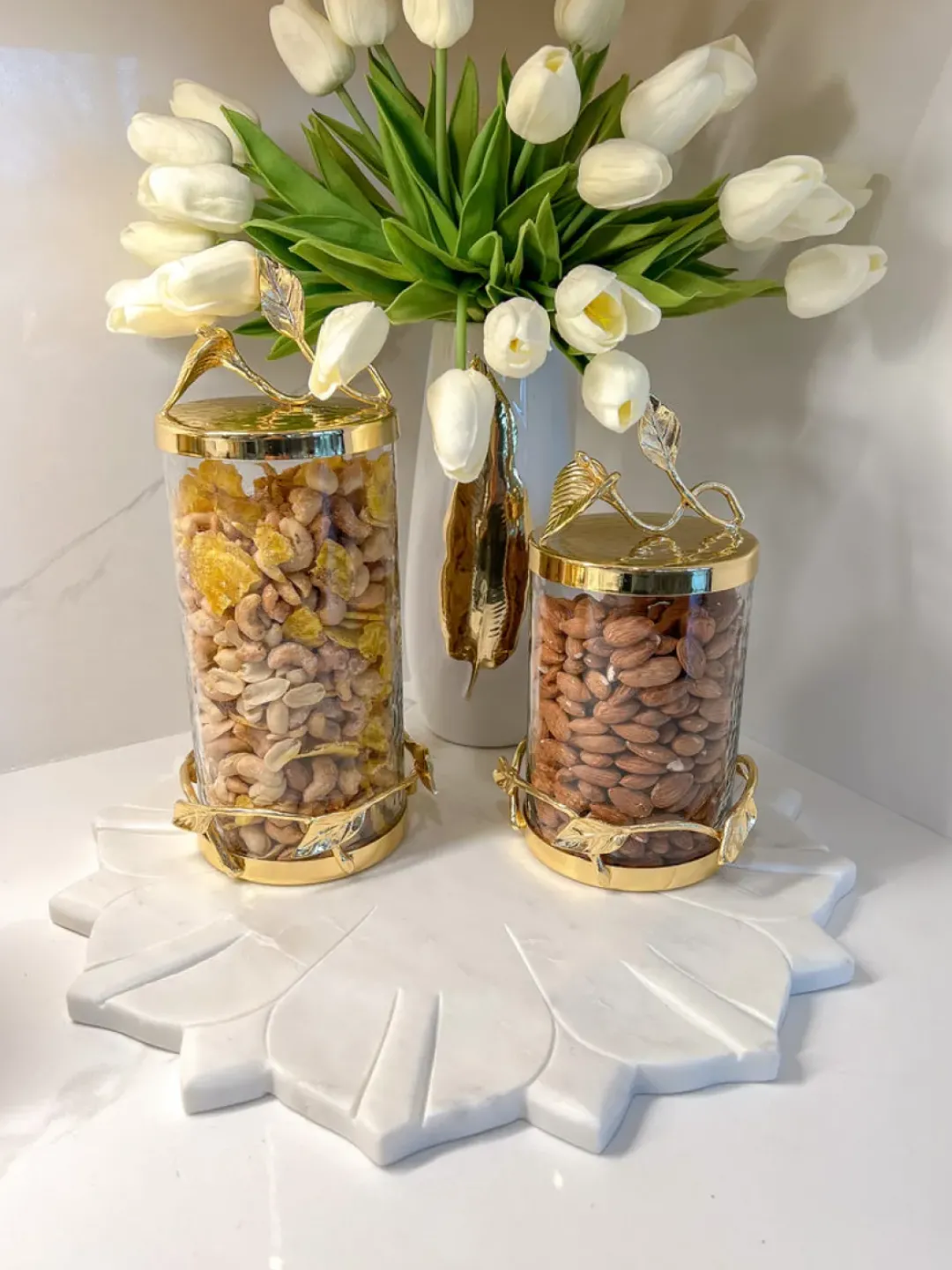 Inspire Me! Home Decor White Hammered Canister With Silver Border & Lid (3 Sizes) Gold Clearance