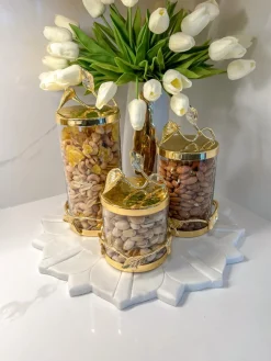 Inspire Me! Home Decor White Hammered Canister With Silver Border & Lid (3 Sizes) Gold Clearance