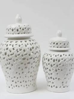 Inspire Me! Home Decor White Lattice Ginger Jar (2 Sizes) New