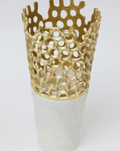 Inspire Me! Home Decor White Leaf Stem With Gold Berries Sale