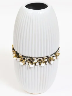 Inspire Me! Home Decor White Leaf Ginger Jar New