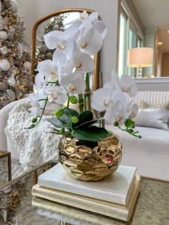 Inspire Me! Home Decor White Linear Vase With Gold Center Rim Detail (2 Sizes) Hot