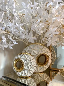 Inspire Me! Home Decor White Linear Vase With Gold Circle Detail (2 Sizes) Discount