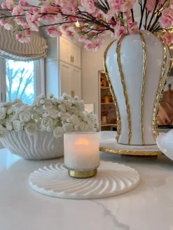 Inspire Me! Home Decor White Marble Condiment Tray With 3 Bowls & Golden Spoons Online