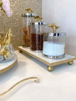 Inspire Me! Home Decor White Marble Flower Shaped Cake Stand (2 Colors) Outlet