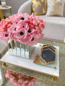 Inspire Me! Home Decor White Marble Flower Shaped Cake Stand (2 Colors) Outlet