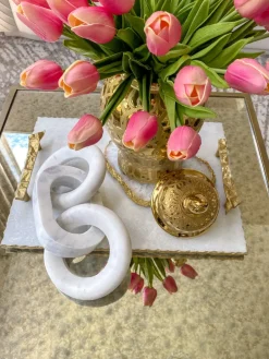 Inspire Me! Home Decor White Marble Rectangular Board With Grooved Handles Best